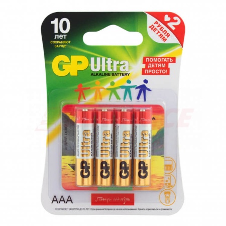 Батарея GP Ultra Alkaline 24AUGLNEW LR03 AAA (4шт) фото