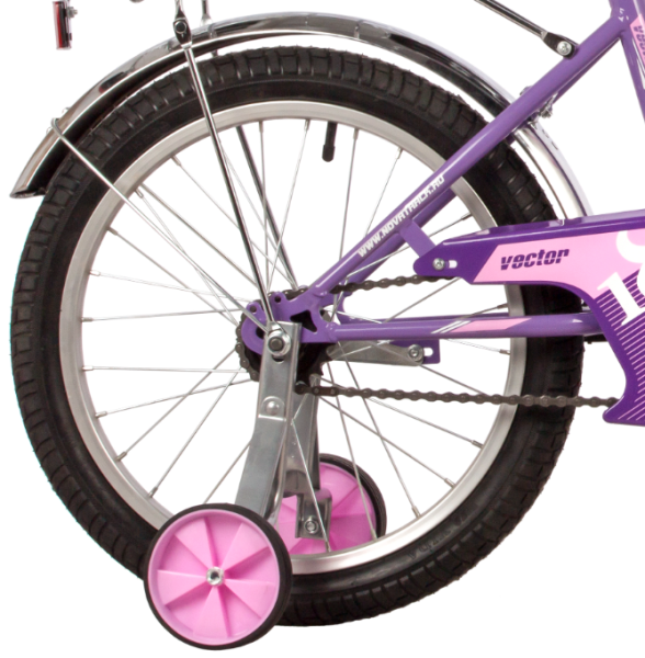 (м) Велосипед детский NOVATRACK 18"183VECTOR.LC22 фиолетовый, защита А-тип, тормоз нож., крылья и ба фото