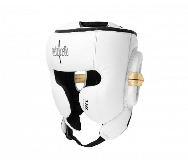 Шлем боксерский Clinch Contender бело-черно-золотой (размер M) C226  фото