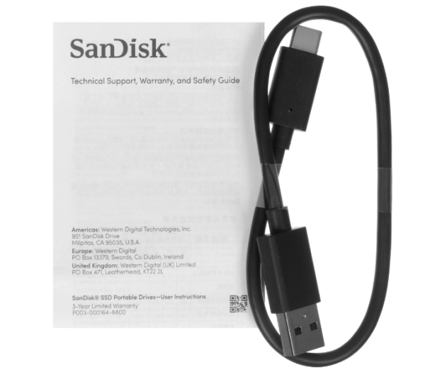 Внешний SSD накопитель SanDisk, 1TB, USB 3.2 черный SDSSDE30-1T00-G26 фото