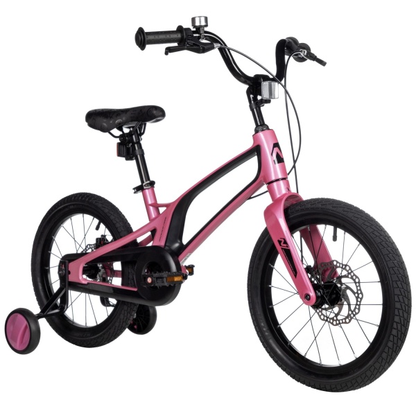 (м) Велосипед детский NOVATRACK 16"16MD.FLIGHT.PN5 Магний-алюминий.рама, розовый, полная защ.цепи, Д фото