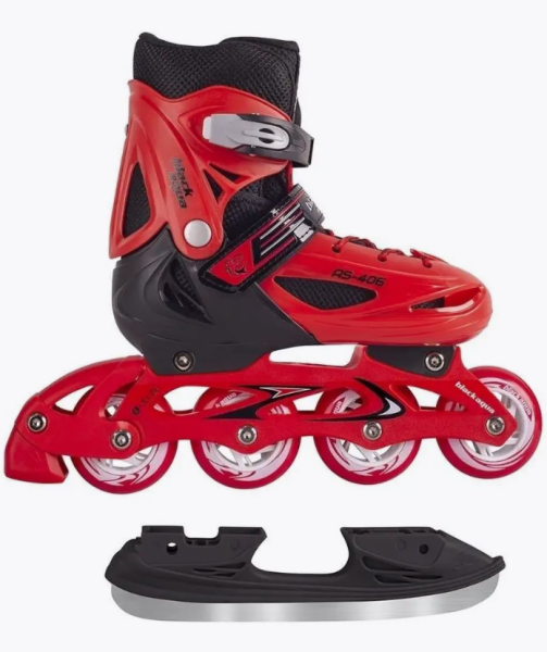 Раздвижные коньки-ролики BlackAqua AS-406, красный (30-33) фото