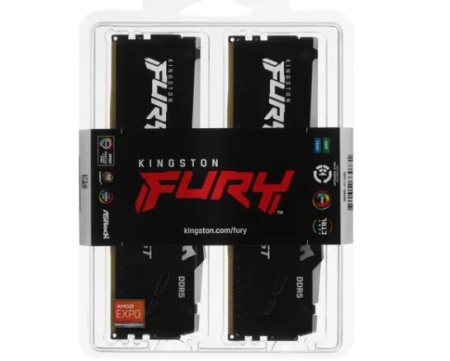 Оперативная память DDR5 32Gb (2x16Gb) (PC5-48000) 6000MHz Kingston FURY Beast Black RGB KF560C36BBE2 фото