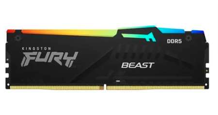 Оперативная память DDR5 16Gb (PC5-48000) 6000MHz Kingston Fury Beast Black RGB KF560C40BBA-16 фото