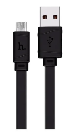 Кабель USB - MicroUSB HOCO X5 Bamboo 1м плоский черный (6957531040064) фото