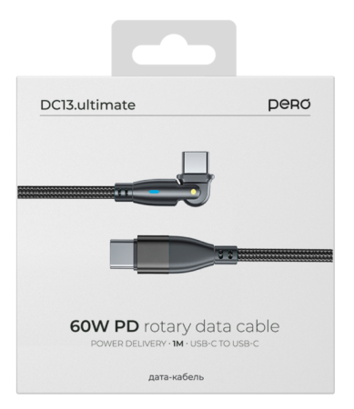 Кабель Type-C to Type-C PERO DC13 ULTIMATE PD 60W 1м черный (PRDC-13CC1M) фото