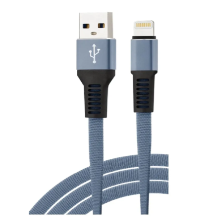 Кабель USB - Lightning "Maverick" C2, 1.2м,  текстиль/металл, серый фото