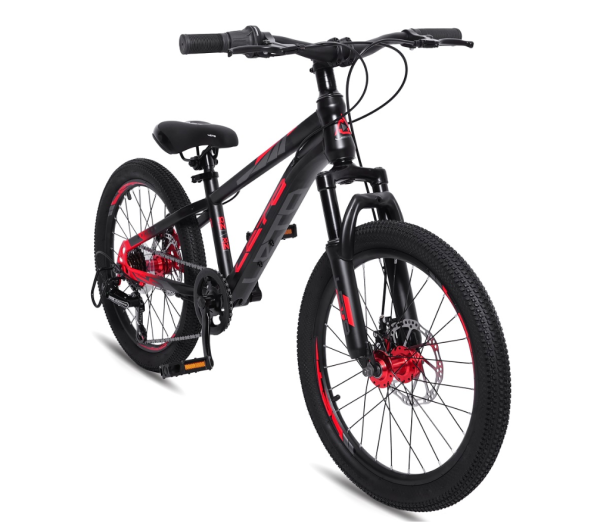 (м) Велосипед детский LETO 20"DRAGON, сталь, рама 10,5", 6-ск, черный/красный фото