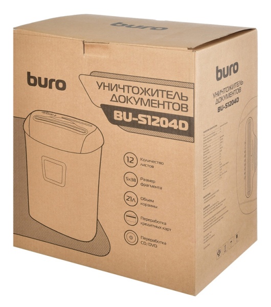 Шредер Buro Office BU-S1204D (секр.P-4)/фрагменты/12лист./21лтр./пл.карты/CD купить ЦИТ Шредер Buro Office BU-S1204D (секр.P-4)/фрагменты/12лист./21лтр./пл.карты/CD фото