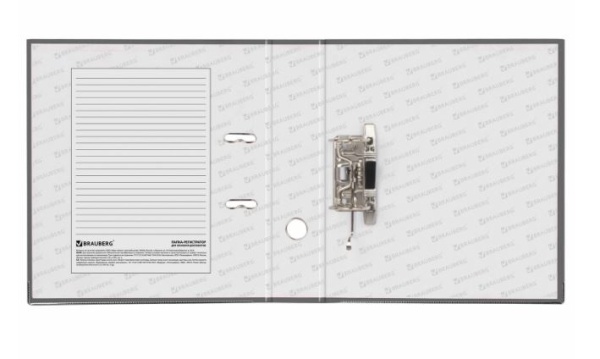 Папка-регистратор BRAUBERG с покрытием из ПВХ, 80 мм, с уголком, серая (удвоенный срок службы), 2271 фото