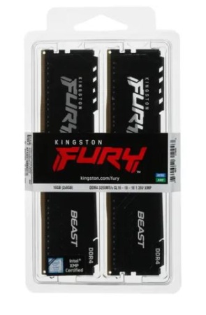 Оперативная память DDR4 16Gb(2X8Gb) (PC-29800) 3200MHz Kingston FURY Beast Black KF432C16BBK2/16 фото