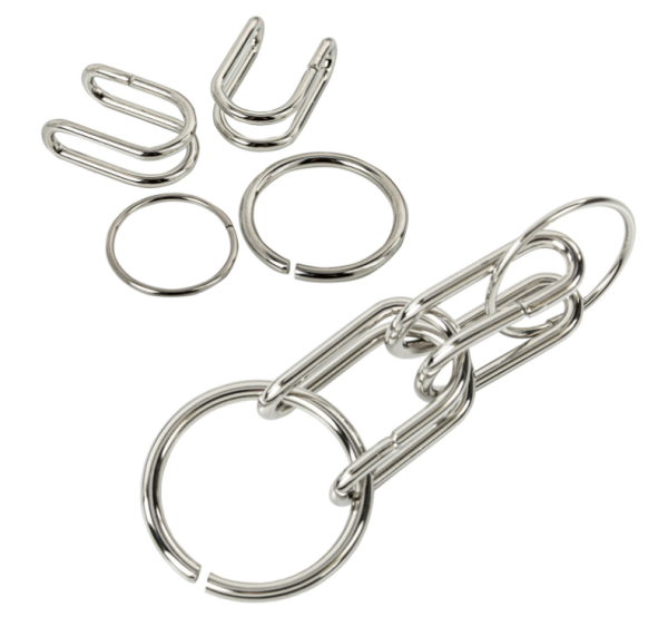 Головоломки металлические большие ЗОЛОТАЯ СКАЗКА, набор 16 штук, разные уровни сложности, 664928 фото