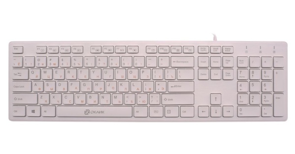 Клавиатура Oklick 500M белый USB slim Multimedia фото