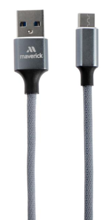 Кабель USB - MicroUSB "Maverick" C4 1,2м текстиль/металл серый фото