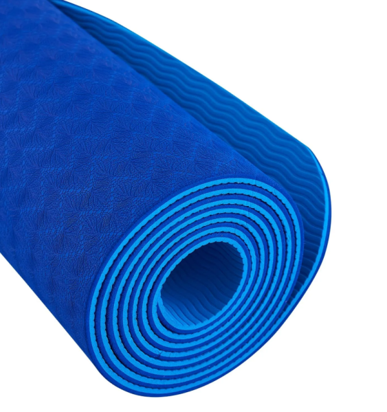 Коврик для йоги  STARFIT FM-201 TPE, 0,4 см, 183x61 см, темно-синий/синий фото