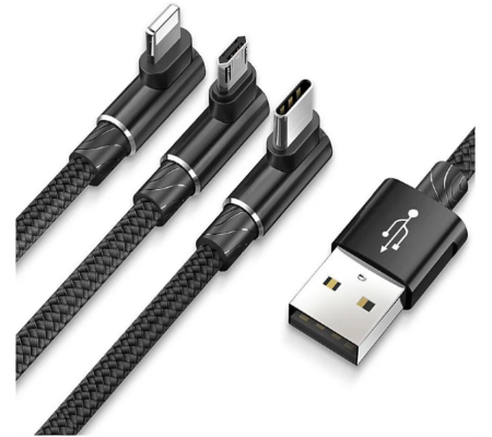 Кабель USB - Type-C+Lightning+MicroUSB  Baseus 1.2м, MVP, Черный (CAMLT-WZ09) фото