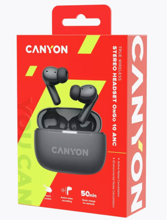 Беспроводные bluetooth наушники Canyon OnGo TWS-10 ANC Черный (CNSTWS10BK) фото