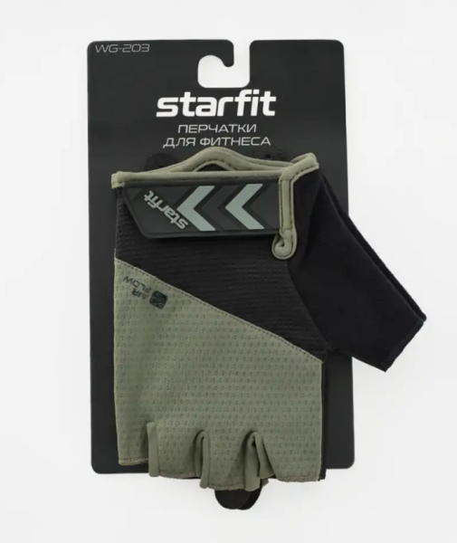 Перчатки для фитнеса STARFIT WG-204, черный/хаки (S) фото