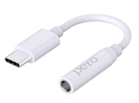Адаптер PERO AD04 TYPE-C - JACK 3.5MM, белый PRAD04TJWT фото