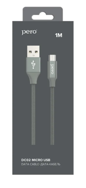 Кабель USB - MicroUSB PERO DC-02 1м серый (PRDC-02MU1MGR) фото
