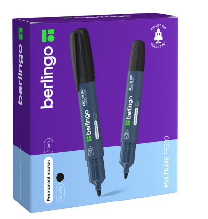 Маркер перманентный черный Berlingo, пулевидный, 2 мм фото