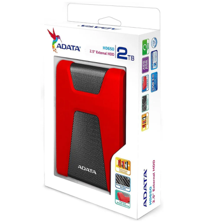 Внешний жесткий диск A-Data USB 3.0 2Tb HD650 (AHD650-2TU31-CRD) 2.5" красный фото