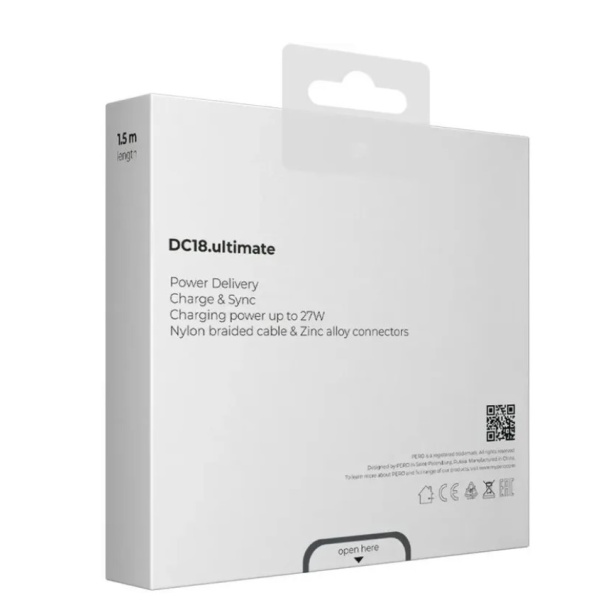 Кабель USB-С - LIGHTNING PERO DC18 ULTIMATE 1,5м серебристый PRDC-18CLWH фото