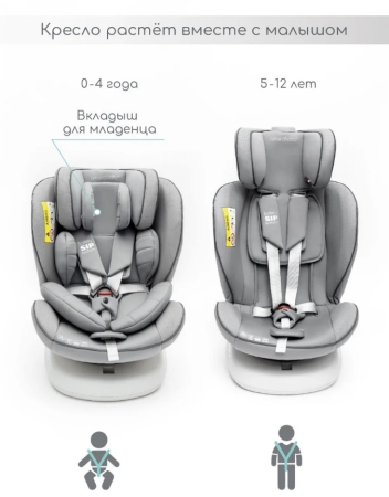 Автокресло детское Amarobaby CHAMPION серый (AMARO-2008CH-Se) фото