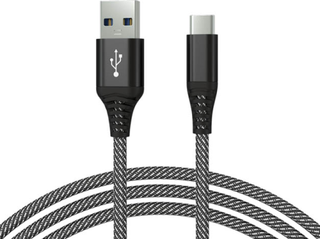 Кабель USB - Type-C "Maverick" C2 1,2м текстиль/металл черно-белый фото