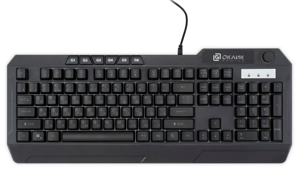 Клавиатура Оклик 715G черный USB Multimedia for gamer LED фото