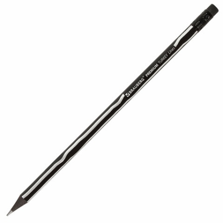 Карандаш ч/г BRAUBERG "PREMIUM TURKEY", 1 шт., "Lines", НВ, ассорти, дисплей, 181568 Код  фото