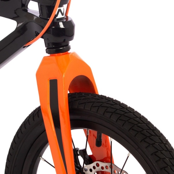 (м) Велосипед детский NOVATRACK 16"165MLYNXD.BK4 магнез рама, чёрный, полная защ.цепи, диск.тормоз, фото