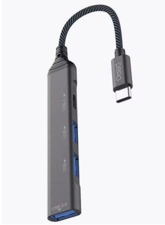 Хаб USB 3.0 PERO MH03 USB-С TO USB-C+USB 3.0+USB 2.0+USB 2.0, серый, MH03GR фото