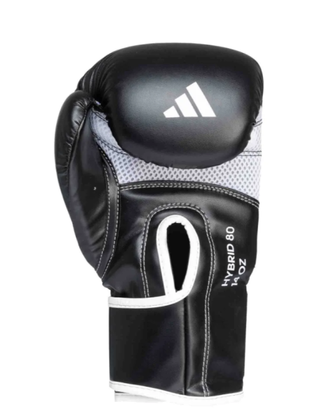 Перчатки боксерские Hybrid 80 черно-белые (вес 12 унций) adiH80  фото