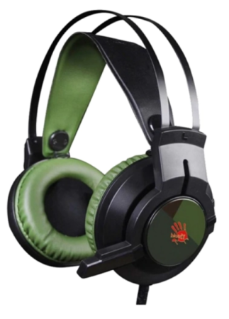 Игровые наушники с микрофоном A4 Bloody J450 черный/зеленый фото