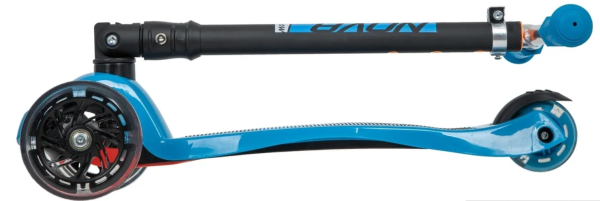 Самокат-кикборд NOVATRACK 120F.RAINBOW.BL20 подростковый, складной механизм на руле, широкие свет.ко фото