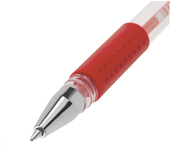 Ручка гелевая с грипом STAFF EVERYDAY GP-193, КРАСНАЯ, корпус проз., узел0,5мм, линия 0,35мм, 141824 фото