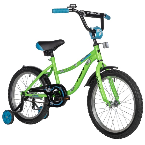 (м) Велосипед детский FOXX 18"183NEPTUNE.GN5 салатовый, защита А-тип, короткие крылья, нет багажника фото