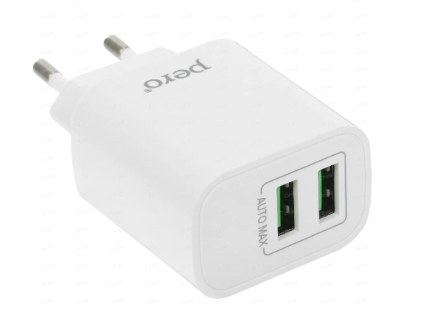 Сетевое зарядное устройство PERO TC02 2USB 2.1A c кабелем Micro USB в комплекте, белый  ТС02W2AM фото