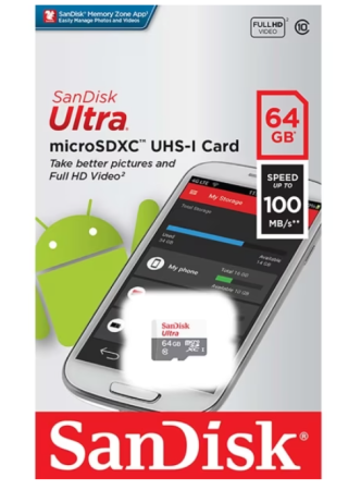 Карта памяти MicroSD 64GB SanDisk Class 10 Ultra Light UHS-I (100 Mb/s) (SDSQUNR-064G-GN3MN) фото