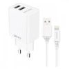 Сетевое зарядное устройство PERO TC02 2USB 2.1A c кабелем Lightning в комплекте, белый ТС02W2AL фото