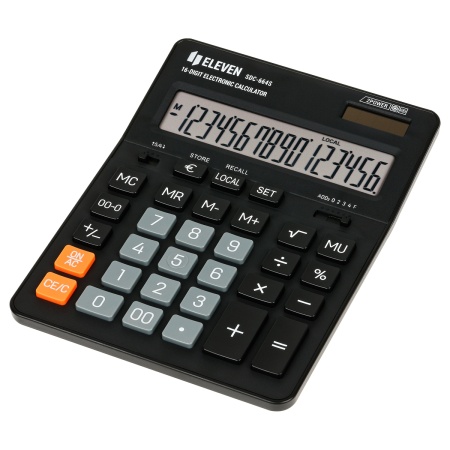 Калькулятор настольный Eleven SDC-664S, 16 разрядов, двойное питание, 155*205*36мм, черный фото