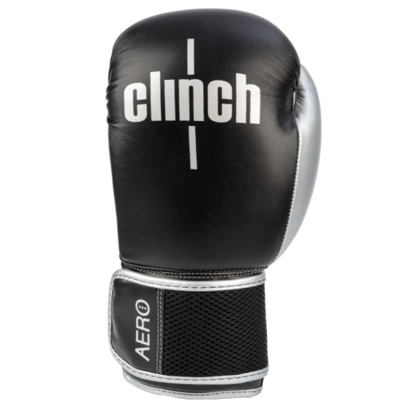 Перчатки боксерские Clinch Aero 2.0 черно-серебристые (вес 12 унций) C136  фото