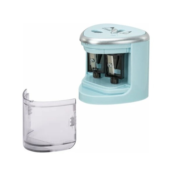 Точилка электрическая BRAUBERG DUAL (для 2 диаметров карандашей!), 4 батарейки АА, голубая, 270578 фото