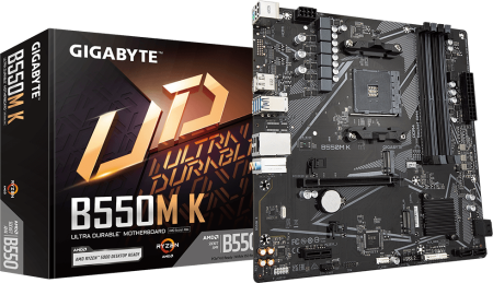 Материнская плата Gigabyte B550M K <S-AM4 AMD B550 4xDDR4 mATX AC`97 8ch(7.1) GbLAN RAID+HDMI+DP фото