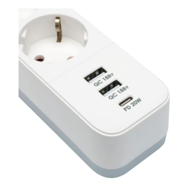 Сетевой фильтр Гарнизон 2.0 Мультипорт EPS-OP-4-CU2-W-2, 4р, 10А, 1xType-C PD QC, 2хUSB, 2м, ур.защи фото
