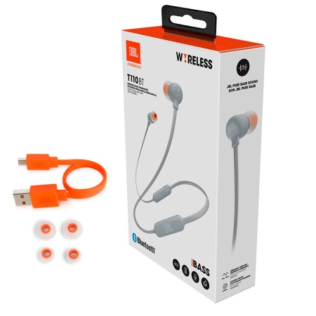 Беспроводные bluetooth наушники JBL T110BT (Беспроводные) серый фото