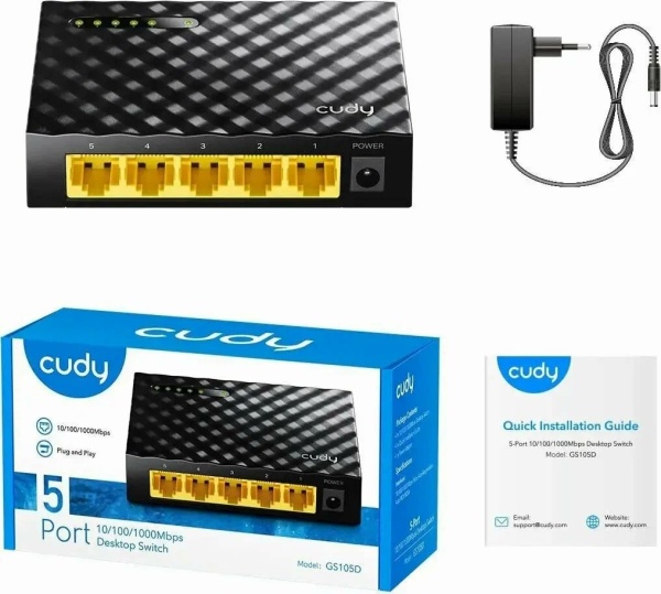 Коммутатор Cudy GS105D (L2) 5x1Гбит/с  фото