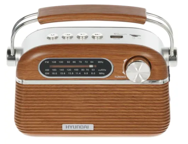 Радиоприемник Hyundai H-PSR200 дерево коричневое/серебристый фото