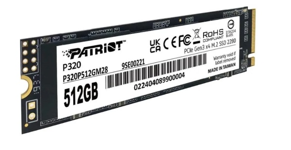 Накопитель SSD 512Gb M.2 2280 Patriot P320 3000/2200 NVMe PCIEx4 (P320P512GM28) фото